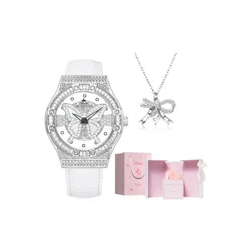 Disney Dreamy Butterfly Кварцевый механизм Кожаный ремешок Часы Женские часы С циферблатом Skeleton