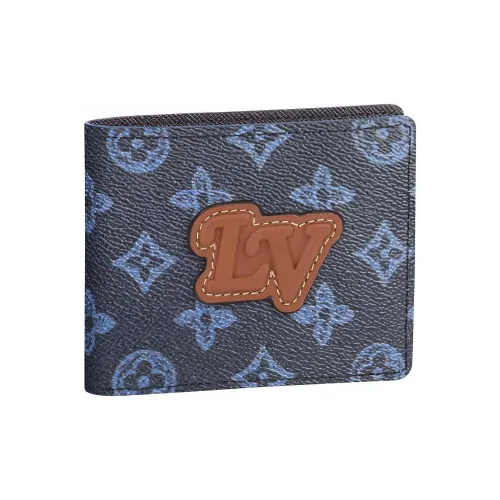 LOUIS VUITTON Slender Холст Держатель для карт кошелек Мужской Синий