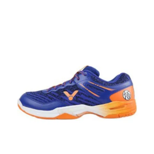 VICTOR Амортизация и Дышащая Низкая Обувь для Бадминтона Унисекс Синяя Оранжевая