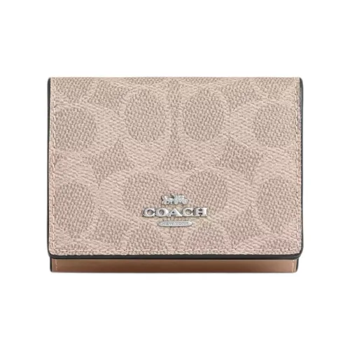 COACH Трехсекционный кошелек из кожи маленький женский серебряный