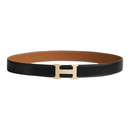 HERMES Телячья кожа Кожаные ремни Мужской Черный Ширина 3,2CM