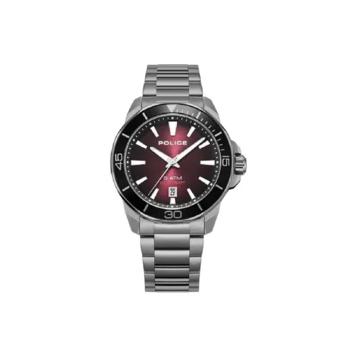 Police Men's Watches Кварцевый механизм корпус из нержавеющей стали ремешок 43 мм красный циферблат