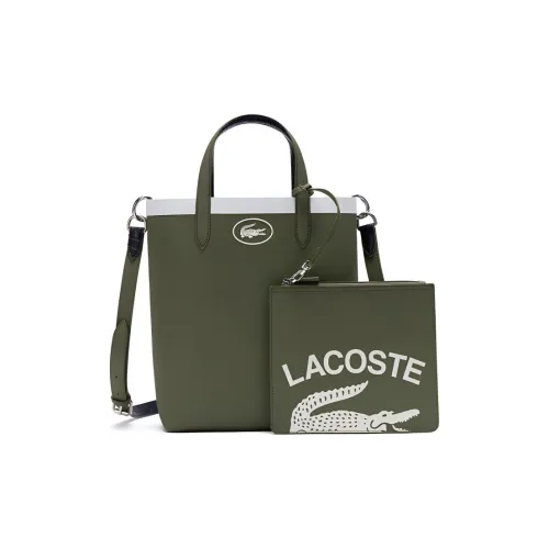 Сумка Tote из ПВХ в сотрудничестве с LACOSTE Сумка для покупок Сумка через плечо Сумка среднего размера Женская Оливково-зеленый и Темно-синий