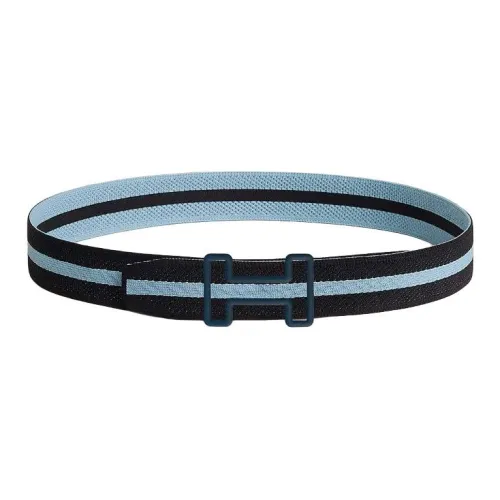 HERMES Nylon Ремень Мужской Синий Черный Ширина 3,8 см