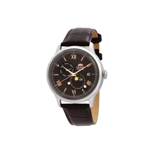 ORIENT Bambino Collection Автоматический Механический Механизм Кожаный Ремешок Часы 41 мм Мужские Часы Черный Циферблат