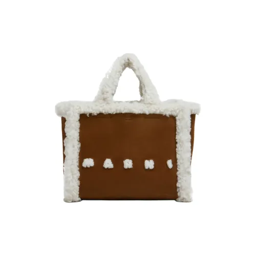 MARNI Lambskin Tote Bag Tote Bag Unisex Cognac Brown