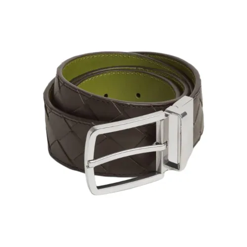 Bottega Veneta Телячья кожа Металл Кожаные ремни Мужской Коричневый 3,5 см