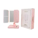 Розово-вишневый, кожа, текстурированный, складное зеркало, эксклюзивный [двойная мощность + тройной свет]