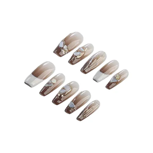 Fanze Зимний Коричневый Туманный Сердце Амбра Французский Китайский стиль Новый китайский стиль False Nail MID Длина (размер в длину) Коричневый Смудж 30MM