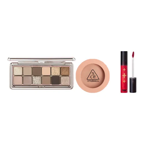 3CE ×SMFK Новогоднее ограниченное издание Молоко LIP Грязь Eyeshadow Румяна Наборы косметики Легко смешивается Длинное Срок хранения 4г+5,5г+9,5г