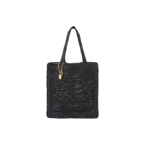 Chloe Raffia Tote Bag Shopping Bag Handbag Shoulder Bag Women's Black