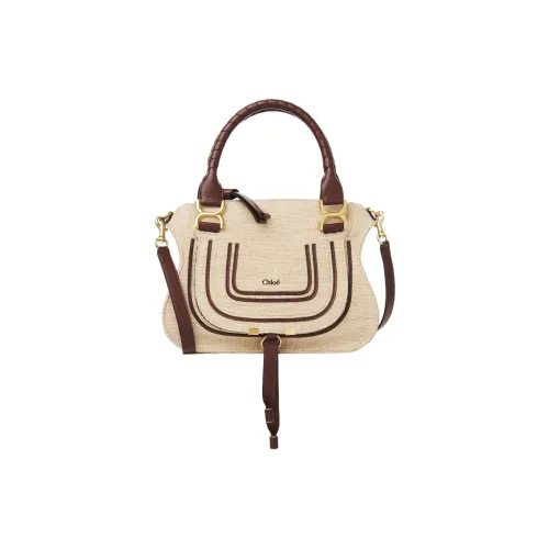 Chloe Marcie Хлопок Одно Плечо Сумка Маленькая Женская Бежевая и Темно-Коричневая