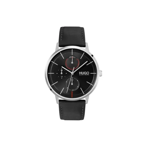 Hugo Boss #EXIST Collection Мужские часы Кварцевый механизм Кожаный ремешок 43 мм Черный циферблат