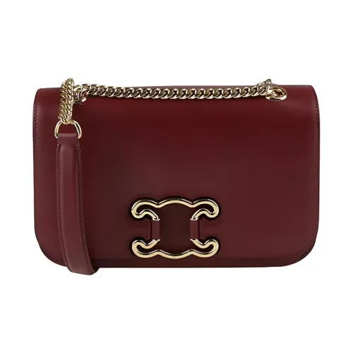 CELINE Triomphe Яркая Сумка из телячьей кожи с цепочкой сумка через плечо средняя женская бордовая