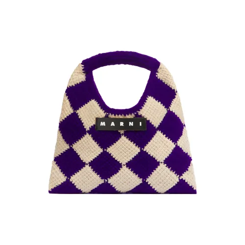 MARNI Акриловая трикотажная ткань Корзина Сумка Мини Женская Фиолетовая и Бежевая