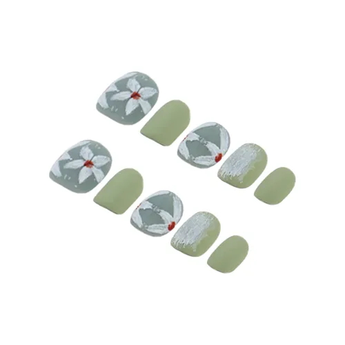 Fanze False Nail Съемный Наклейка для Ногтей Art Стиль Instagram Матовый Ручной Рисунок 15 мм Короткий Лестница Зеленый Размытый