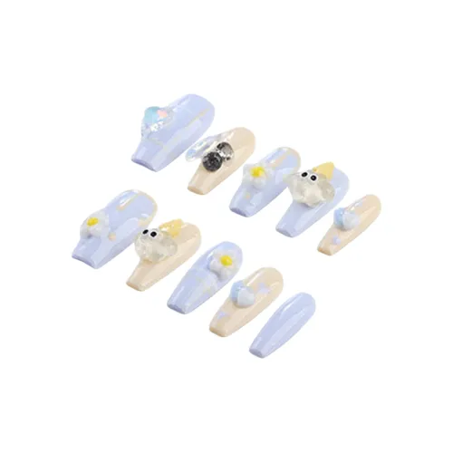 Fanze Лето Ручной Рисунок Граффити Счастливый Мультяшный Детский Девичий Сердце False Nail Длинный Синий Jump Цвет Милый 30MM