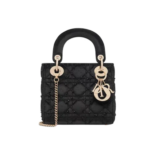 DIOR Lady Dior Шелковая сумка Lady Dior Сумка через плечо Мини Женский Черный