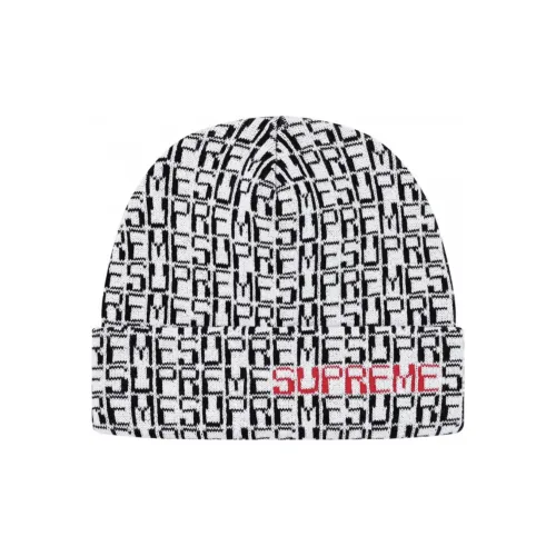 Supreme Acrylic Beanies Men's White Supreme Акриловые Шапки-бини Мужские Белые