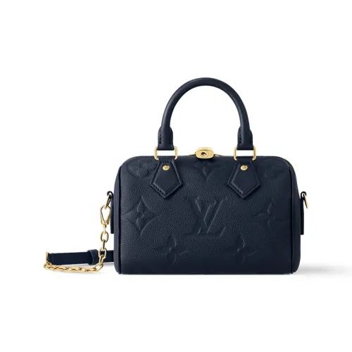 LOUIS VUITTON Speedy Тисненая крупнозернистая текстура кожи коровы сумка на одно плечо женский морской синий