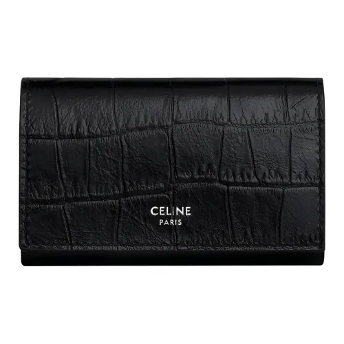 CELINE Крокодил Тисненый Телячья кожа Key Pouch Мужской Черный
