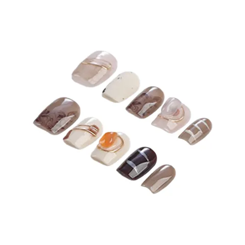 Fanze Стиль Майярд Премиум Осенний Зимний Атмосферный Янтарный False Nail Короткий LADDER Коричневый Смудж