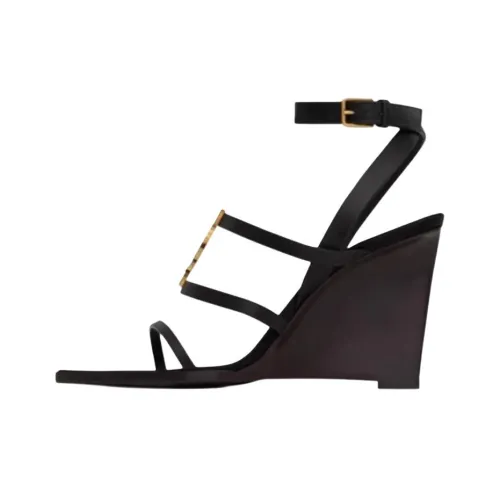 SAINT LAURENT One Ремень Сандалии 9 см Женские Черные