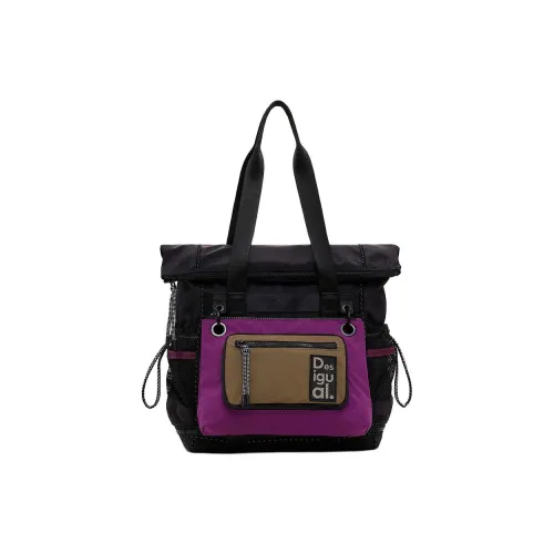 Desigual Ткань Тоут Сумка Сумка для покупок Двойная плечевая сумка Сумка через плечо Большая женская Черная