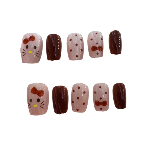 Fanze Милый Котенок Ручная работа Бант 15 мм Короткий Квадрат Розовый Смудж