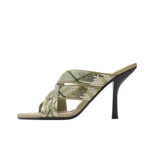 Burberry Шлепанцы 9 см Женские Зеленые