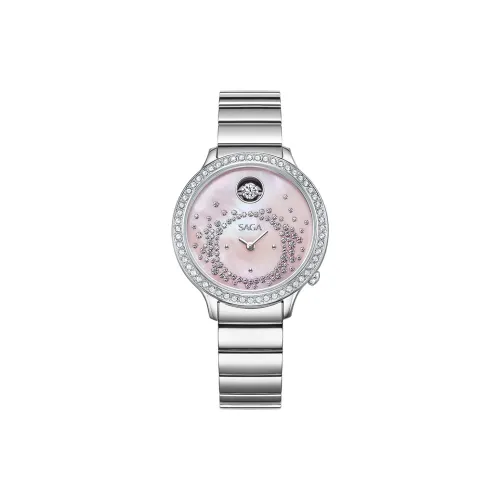 SAGA Кварцевый Movement Женские часы 34 мм Жемчужная раковина Цвет