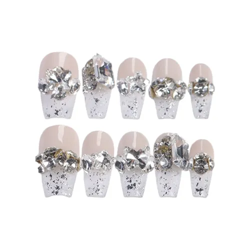 Fanze Французский Кристальный камень Heavy industry Premium Luxury Искра False Nail Средний LADDER Телесный Smudge 25mm