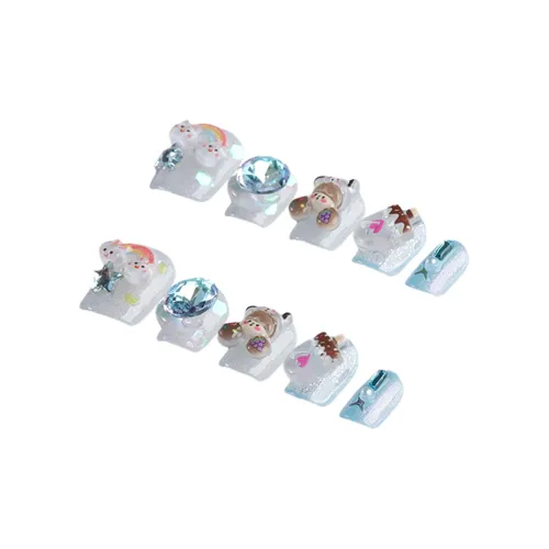 Fanze Ледяной Прозрачный Мультяшный Персонаж False Nail Короткий LADDER Белый Smudge 15мм