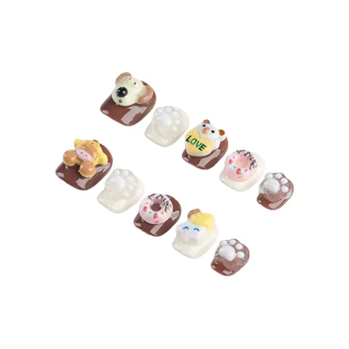 Fanze False Nail Plates Освежающий Cartoon Cute Щенок Nail Art 15mm Короткий LADDER Коричневый Smudge