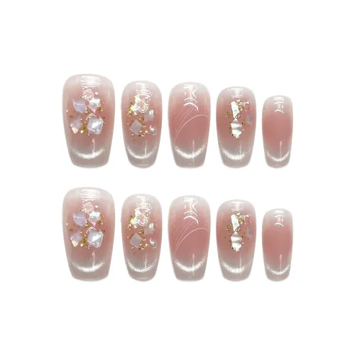 Fanze Ледяной MUSCLE Жемчужная раковина Осветляющий Мягкий False Nail Короткий ЛАДДЕР Розовый Румяна Стойкий 20 мм