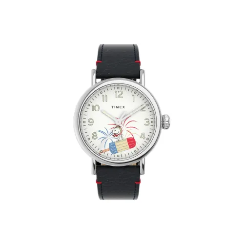 TIMEX Peanuts Особенный Snoopy Наручные часы Кварцевый механизм Кожаный ремешок 40 мм Белый циферблат Унисекс