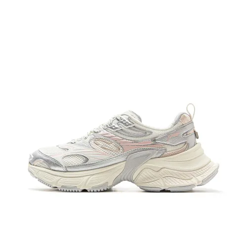 LINING Звезда Амортизаторы Устойчивый к истиранию Дышащий Низкий Топ Кроссовки с толстой подошвой Женские Белые Серебряные