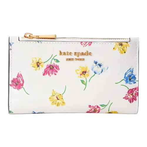 Kate Spade Кожаный отделка Монетница Кошелек Маленький Женский Кремовый Белый