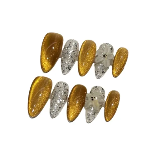 Fanze Осветляющий Кошачий глаз Модный False Nail Миндаль MID Длина Желтый Jump Цвет 25 мм