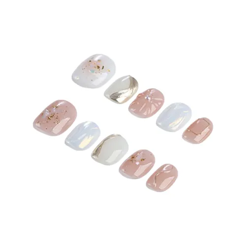 Fanze Слюдяная оболочка с блестящей золотой фольгой False Nail короткий LADDER розово-белый Smudge 15 мм