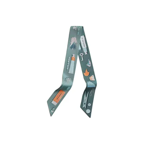 HERMES Шелк Шелковые шарфы для женщин Серый Зеленый