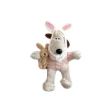 Розовая пижама с ушками кролика, объятия кролика и щенка, мастер собака