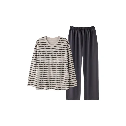 Huggy Kissy Пижамный комплект Мужской Полосатый Коричневый