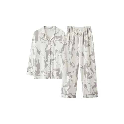 WANANNI Пижамный комплект женский серый белый