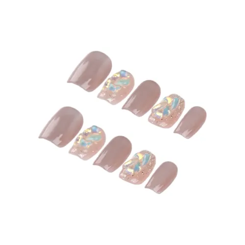 SHANGSHIQIN Прозрачный Жасминовый чай с Ромбом Кошка's Eye False Nail Короткий LADDER Розовый Однотонный 15mm