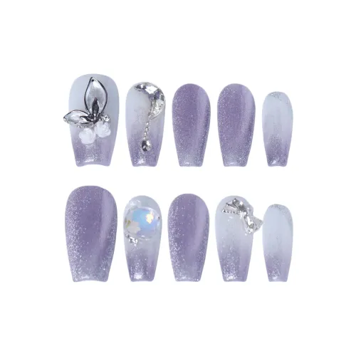 SHANGSHIQIN Металл Осветляющий False Nail Средний LADDER Фиолетовый градиент 25 мм