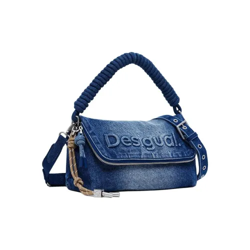 Desigual Ткань Портативная Сумка через плечо Маленькая Женский Джинсовый Синий