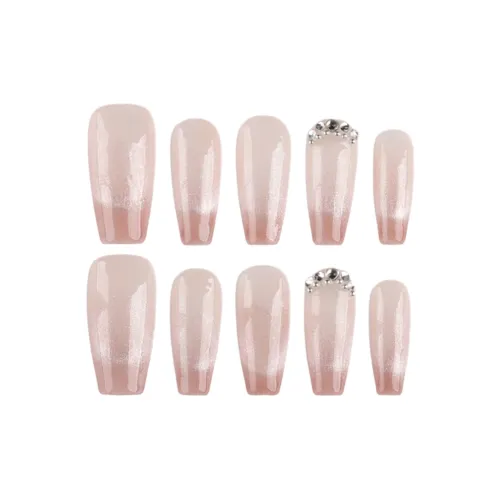 Fanze Французский шелк Кошачий глаз Pure Desire Телесный False Nail Длинный Нюдовый розовый Градиентный 30MM