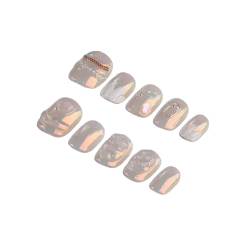 Fanze Премиум Pearl Shell False Nail Coquette Style Носимый Nail Стикер Весенний Летний 15mm Короткий LADDER Ivory Smudge