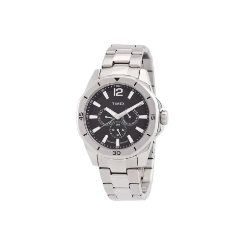 TIMEX Essex Collection Мужские часы Кварцевый механизм Ремешок из нержавеющей стали 46 мм Черный циферблат